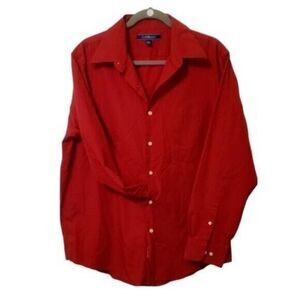 Croft & Barrow Mens Sz L Red  Solid Long Sleeve Dress Shirt